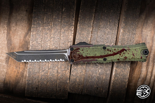 Microtech Hera II Mini OTF Automatic Knife Outbreak Aluminum 3" M390 Tanto Full Serrated 1704M-3OBDS