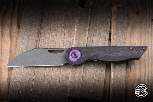 Hypercut Knives Cretin Folding Knife Fat Carbon/Purple Accents 3.2" S45VN Wharncliffe