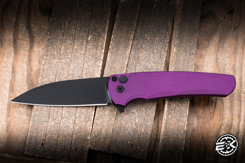 ProTech Malibu Button Lock Flipper Knife Purple Aluminum 3.25" MagnaCut Wharncliffe DLC Black 5303-PURPLE