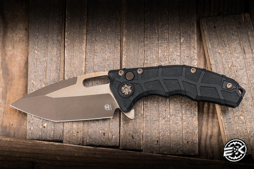 Heretic Knives Martyr Automatic Folding Knife Black Polymer/Bronze Accents 3" MagnaCut Tanto Bronze H057-7A