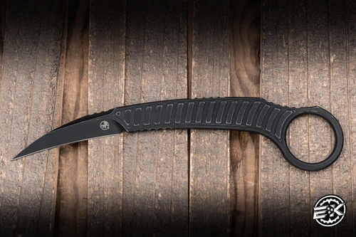 Microtech/Bastinelli Knives "Feather" Fixed Blade Knife 3" Distressed Black 215-1DBKS