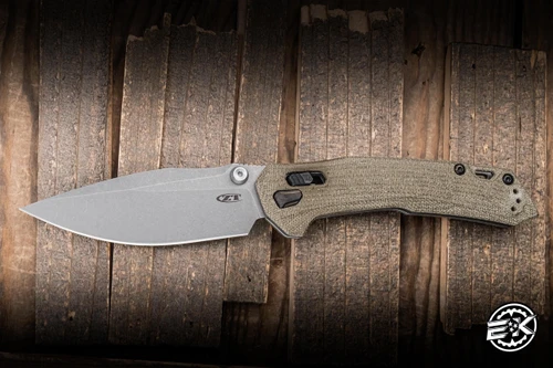 Zero Tolerance 0203 DuraLock Folding Knife Olive Drab Micarta 4" M390 Drop Point Working/Stonewash