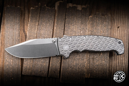 Demko Knives AD20 XXX Folding Knife Dragonscale Titanium 4" MagnaCut Stonewash