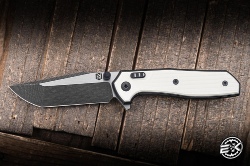 NCC Ragnarok Hawk V7 Flipper Knife Black Titanium/Ivory G10 3.25" CTS-XHP Harpoon Tanto