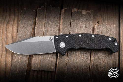 Demko Knives AD20 XXX Folding Knife Black Carbon Fiber 4" 3V Clip Point