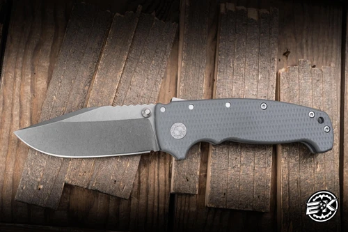 Demko Knives AD20 XXX Folding Knife Gray G10 4" 3V Clip Point