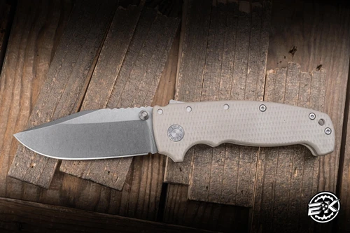 Demko Knives AD20 XXX Folding Knife Tan G10 4" 3V Clip Point