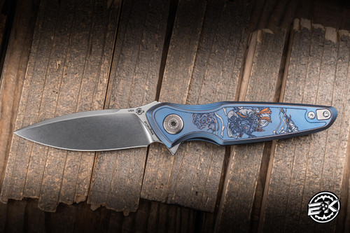 Spartan Blades x Ronin Tactics Custom Pandia Five Rings "Water" Titanium 3.25" MagnaCut Stonewash