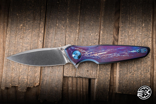 Spartan Blades Custom Pandia Flipper Knife Stormwatch Titanium 3.25" MagnaCut Stonewash 