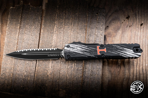 Microtech Ultratech Gen IV OTF Automatic Knife Tennessee Vols Rocky Top 3.5" M390 Dagger Serrated Black