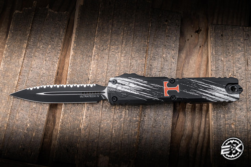 Microtech Ultratech Gen IV OTF Automatic Knife Tennessee Vols Rocky Top 3.5" M390 Dagger Serrated Black