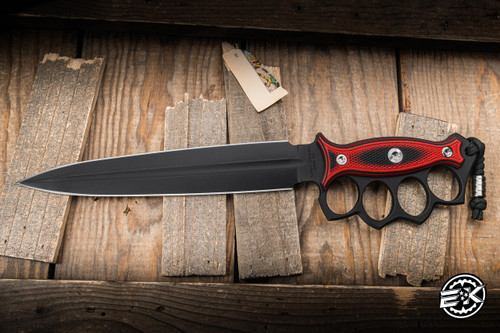 RMJ Tactical Lady Death Fixed Blade Knife Black Widow G10 9.6" 3V Graphite Black