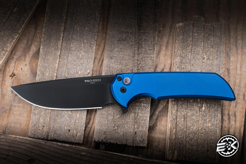 *Limited Edition* ProTech Mordax Manual Flipper Knife Solid Blue Aluminum 3.75" Magnacut Drop Point Black DLC MX103-LTD-BLUE