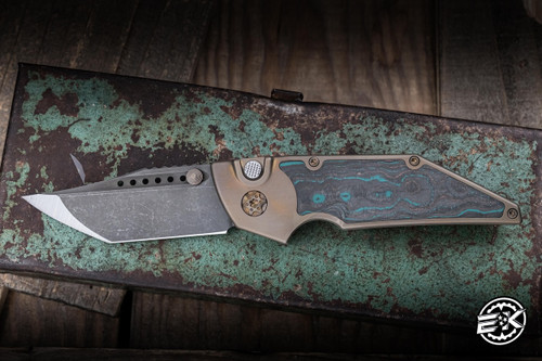 Hypercut Manufacturing Dharma Manual Folding Knife Titanium/Shipwreck CC Inlay 3.2" S45VN Tanto 2-Tone