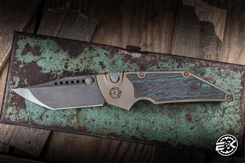  Hypercut Manufacturing Dharma Manual Folding Knife Titanium/Shipwreck CC Inlay 3.2" S45VN Tanto 2-Tone