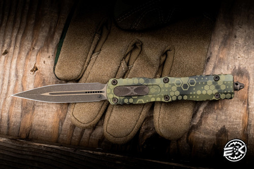 Microtech Dirac OTF Automatic Knife Bazooka Hex Camo Aluminum 2.9" M390 Bronzed Apocalyptic 225-13APBOHXCS
