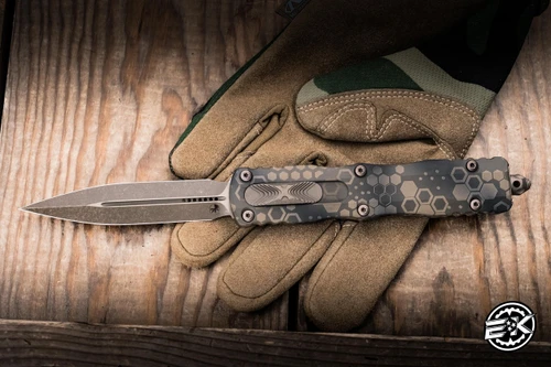 Microtech Dirac Delta OTF Automatic Knife Badlands Hex Camo Aluminum 3.75" M390 Bronze Apocalyptic 227-13APBNHXCS
