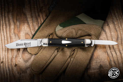 Preowned-Great Eastern Cutlery #321224 Engineer Pocket Knife Gabon Ebony 2.75" 1095 Clip Point/Pen Polished