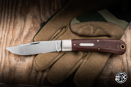 Preowned-Great Eastern Cutlery 431118 Oregon Trapper Knife Natural Canvas Micarta 3.5" 1095 Clip Point