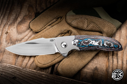 Preowned-JACO DE KOCK Knives PL1 Linerlock Carbon Fiber Flipper RWL-34 Hand Rubbed