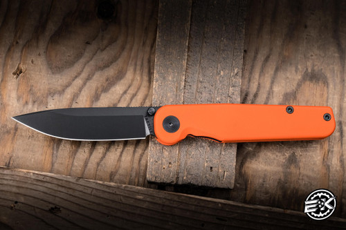 Preowned-Tactile Knife Co. "Rockwall" Safety First Folding Knife Orange Titanium 2.84" MagnaCut Black