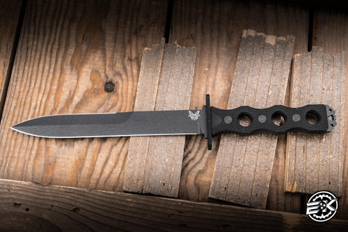 Preowned-Benchmade SOCP Fixed Blade Knife Black G10 7" 3V Dagger Black 185BK