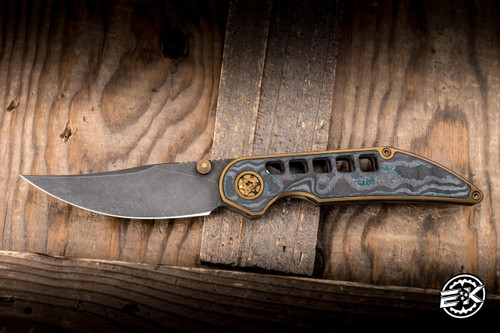 Hypercut Knives "Bikkhu" Folding Knife Titanium/Shipwreck Camo Carbon Inlay 3.25" S45VN Persian 0210
