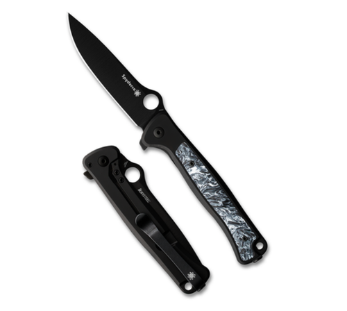 Spyderco Slym Folding Knife Titanium/Dark Matter Polar Carbon Fiber 3.42" M390 Drop Point Black PVD C271TIBKPBK