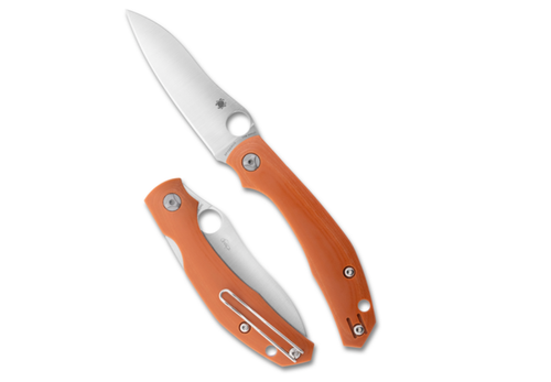 Spyderco Kapara Folding Knife Burnt Orange G10 3.6" Rex 121 PlainEdge Satin C241GPBOR