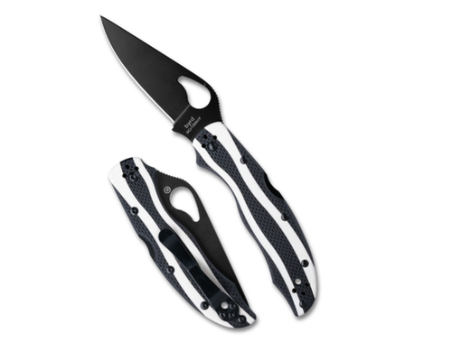 Sypderco Magpie Folding Knife Black/White G10 3.28" 9Cr18MoV PlainEdge Black CBY25GPBK