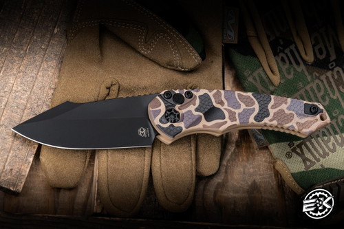 Heretic Knives Mini Pariah Automatic Folding Knife Duck Camo 3.3" MagnaCut Black H054-DC