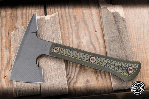 RMJ Tactical Tomahawk "Mini Jenny" Spike Dirty Olive G10 5.6" 80CRV2 Tungsten
