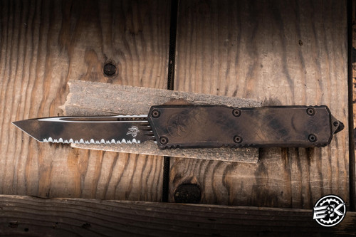Microtech Scarab II Executive Gen III OTF Auto Knife Plague Outbreak Aluminum 4" M390 Tanto Serrated 1177-3PLOBS