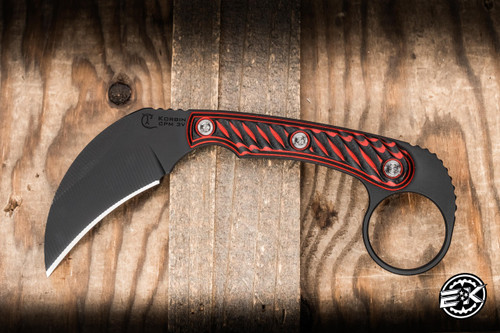 RMJ Tactical Korbin Fixed Blade Knife Black Widow G10 3" 3V Talon Graphite Black
