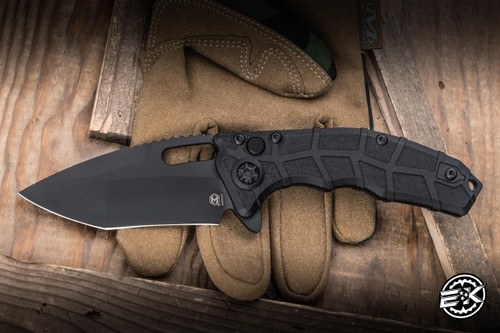 Heretic Knives Martyr Manual Folding Knife Black Polymer 3" MagnaCut Recurve Black Tactical H056-4A-T