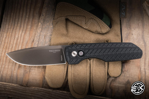 ProTech Vero Synapse 2 Automatic Folding Knife Black Herringbone Aluminum 3.5" MagnaCut Smoky Grey CCKSF26.VERO.1