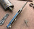 Marfione Custom Warhound Folder Stonewash Titanium Blue Accents  Stonewash M390