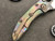 Borka Blades Mini Stitch Orange Peel Anodized Titanium Satin M390 Rock Pattern Swedge