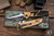 Microtech Socom Elite Manual Folding Knife Tan Aluminum/Grip Inlay 4\" M390 Tanto Black Serrated 161-2TA