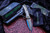 Heretic Knives Wraith Auto Flamed Titanium, CF Bolster, Blued Takefu Shiro 2 San Mai (2019 Blade Show)