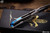 Marfione Custom Protocol Flipper Carbon Fiber Blue Accents 2.75" Mirror Polish