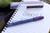 Ti2 Design Techliner Shorty Pen 5" Purple Polynesian Etch Twist Ends Magnetic Cap
