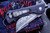 Billy Cho Sanji Framelock Blue Titanium, Steel Flame Clip, 3" Nichols Damascus (2019 CCKS Show)