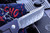 Billy Cho Sanji Framelock Blue Titanium, Steel Flame Clip, 3" Nichols Damascus (2019 CCKS Show)