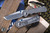 Chris Reeve Knives Small Inkosi Folding Knife Sandblasted Titanium, Blue Accents 2.8" MagnaCut Tanto Stonewash SIN-1042