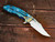 Rick Hinderer Knives XM-18 3.5? Bowie-Honeycomb Fade-Stonewash-Blue/Bronze-Blue G10 RHK-35