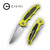 CIVIVI Shard Flipper Knife Fluorescent Green G10 with Carbon Fiber Overlay Handle (2.95” Satin D2) C806A