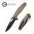 CIVIVI  Wyvern Liner Lock Knife Tan Fiber-glass Reinforced Nylon Handle (3.45'' Black Stonewashed D2) C902F