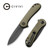 CIVIVI Blade HQ Exclusives SKU - Elementum Flipper Knife Green Micarta Handle (2.96'' Black Stonewashed CPM S35VN) C907Q