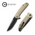 CIVIVI Badlands Vagabond Flipper Knife Tan Fiber-glass Reinforced Nylon Handle (3.25" Black Stonewashed 9Cr18MoV) C2019A